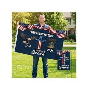 250th Anniversary Flag Set Linen Burlap